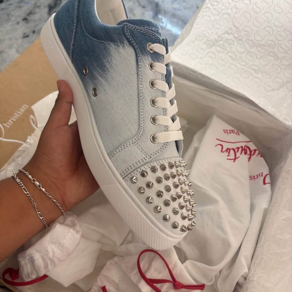 Christian Louboutin Blue Gradient Studded Sneakers